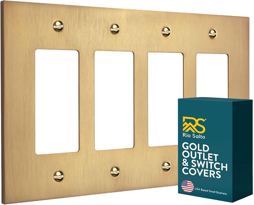 Rio Salto Forge Collection Midsize Metal Gold Quad Decorator Wall Outlet Cover Light Switch Rocke... | Amazon (US)
