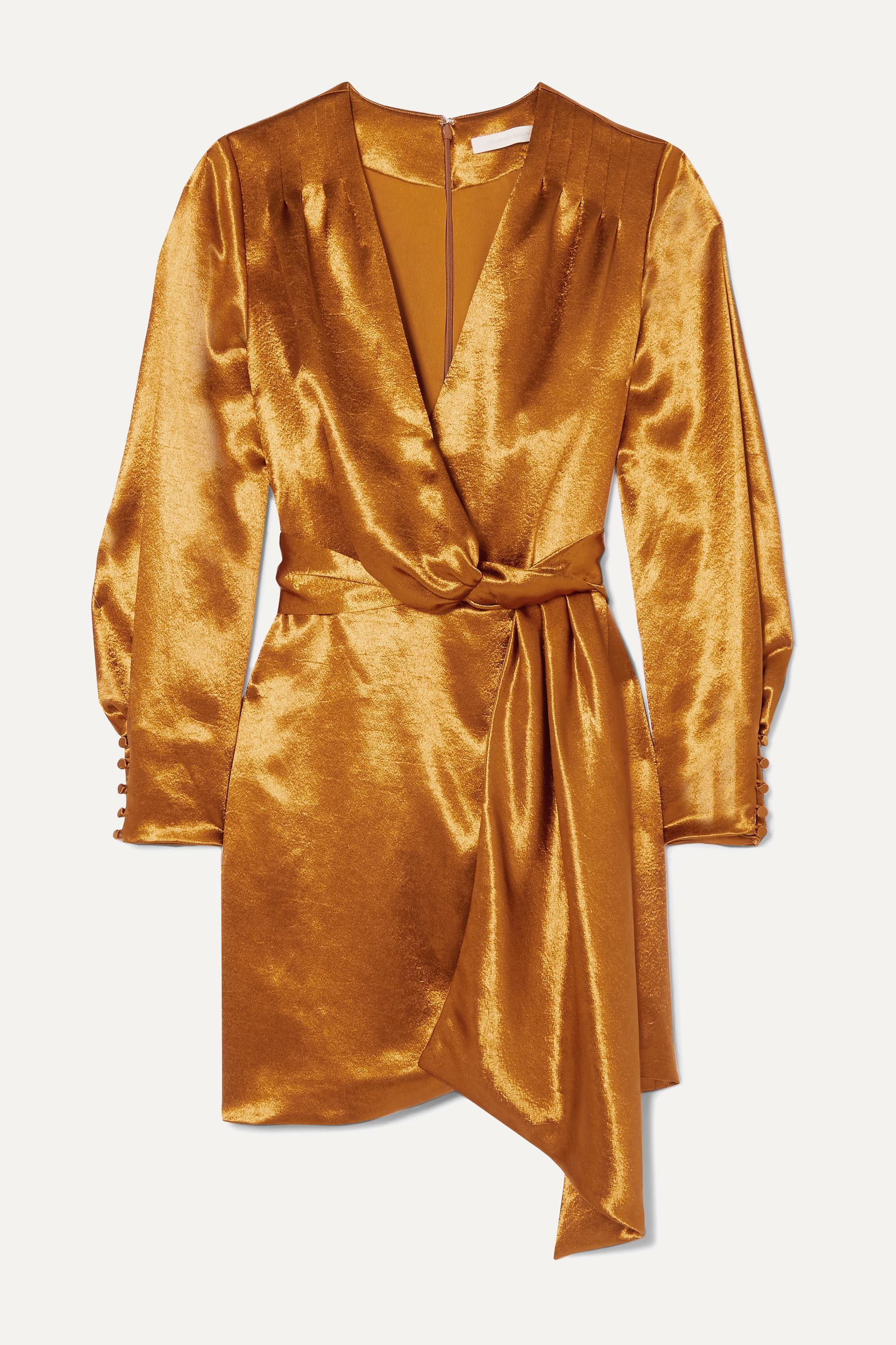 Bronze Draped wrap-effect satin mini dress | JONATHAN SIMKHAI | NET-A-PORTER | NET-A-PORTER (US)