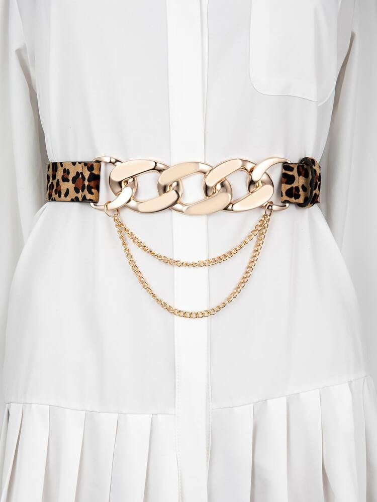 Chain Decor Leopard Print Belt | SHEIN