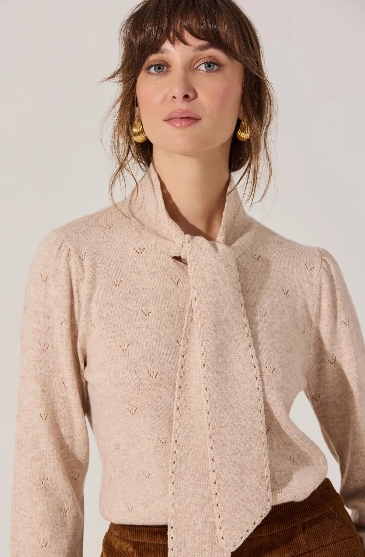 Ovalia Scarf Neck Sweater - Oatmeal / S | ASTR The Label (US)