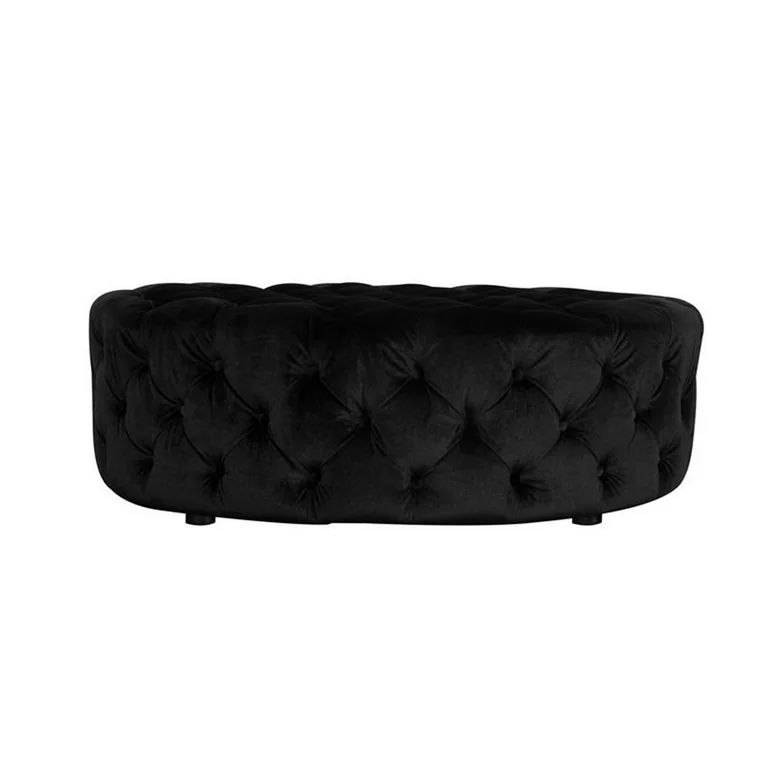 American Home Classic Jasper 16" Small Round Velvet Ottoman in Black | Walmart (US)