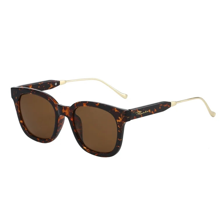 Piranha Eyewear Millie Tortoiseshell Square Hybrid Temple Sunglasses for Women with Brown Lenses | Walmart (US)