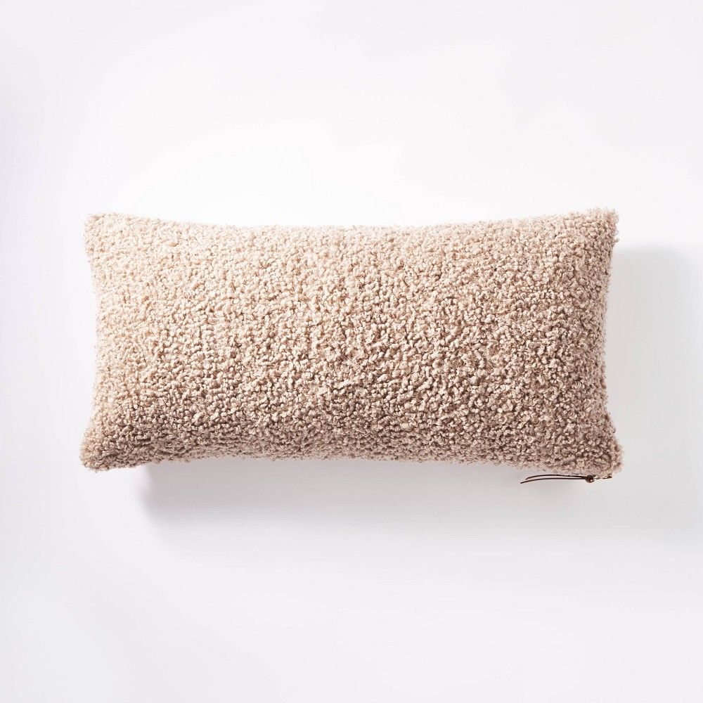 Oversized Boucle Lumbar Throw Pillow with Exposed Zipper Taupe - Threshold designed with Studio McGe | Target
