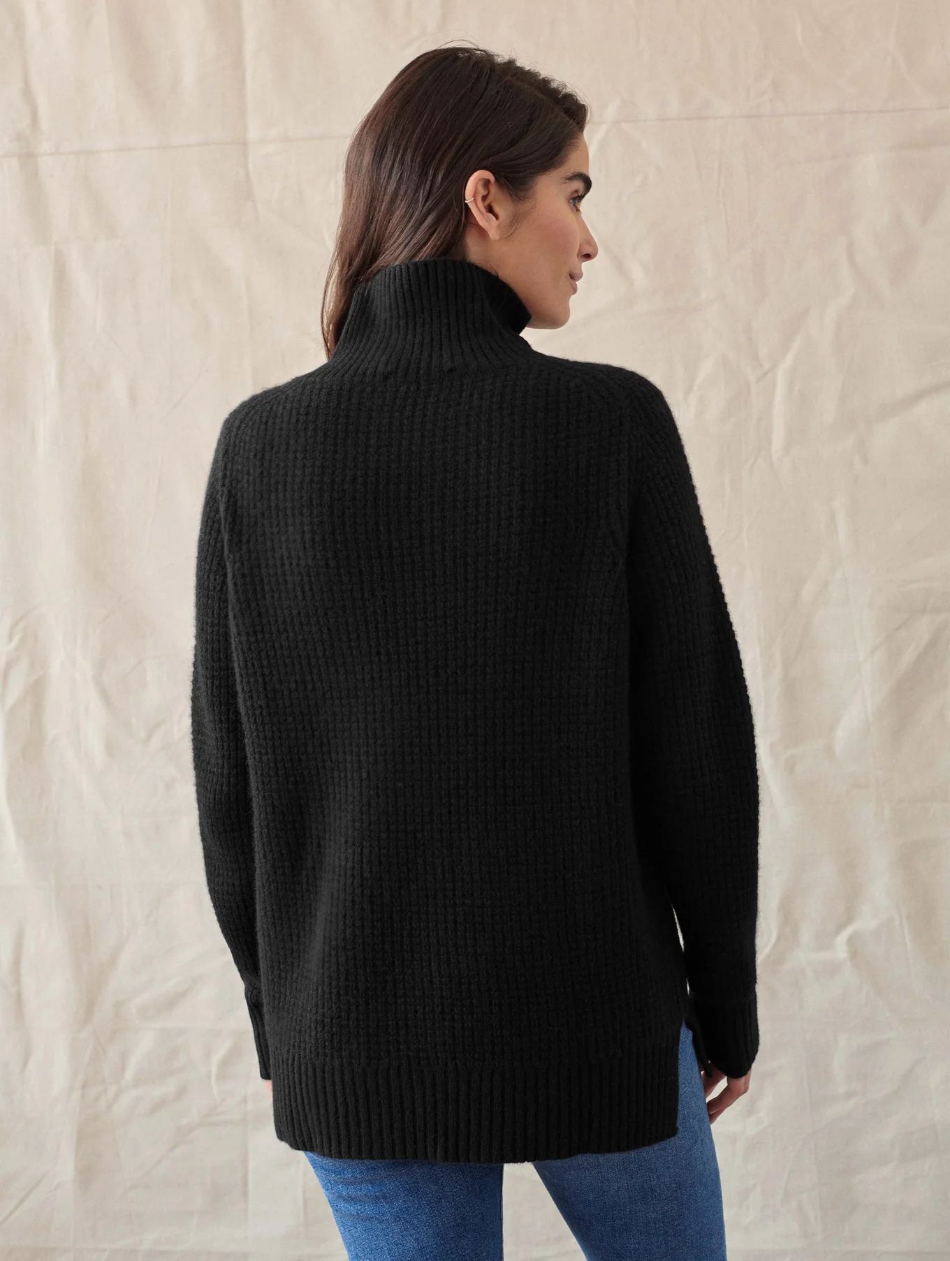 Cashmere Waffle Standneck | White and Warren