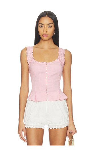 Free People Bridgette Corset Top in Pink. - size L | Revolve Clothing (Global)