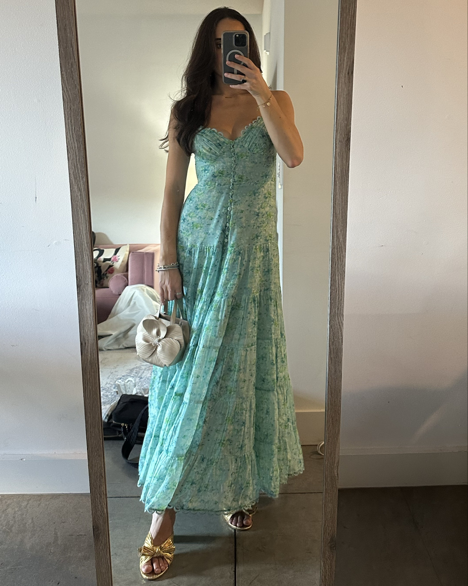 The Tazia dress is restocked at Revolve!!🩵👒 absolutely beautiful and the details are amazing. Wore this to rehearsal dinner!🥂 