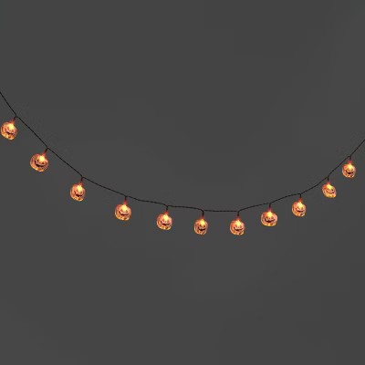 20ct LED Battery Operated Iridescent Pumpkin Halloween Indoor Outdoor Novelty String Lights Black... | Target