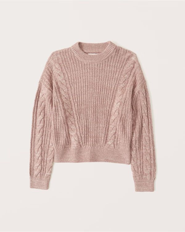 Women's Cable Knit Crew Sweater | Women's Tops | Abercrombie.com | Abercrombie & Fitch (US)