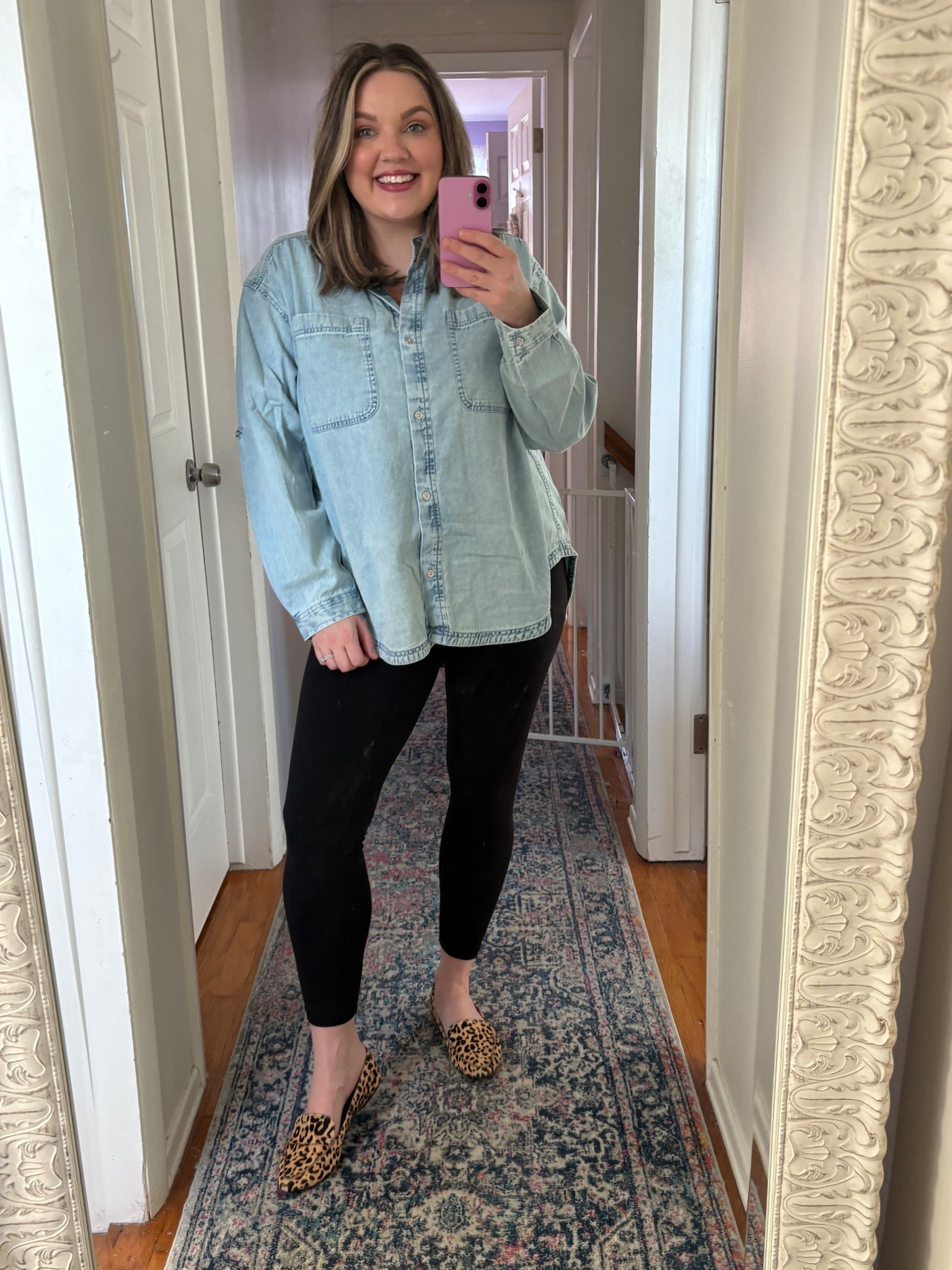 Love this oversized denim button up.  The buttons are functional, so it makes nursing super easy. These are also my favorite leggings of all time. 

Top - medium 
Leggings- medium 



#LTKmomlife #LTKFindsUnder50 #LTKMidsize
