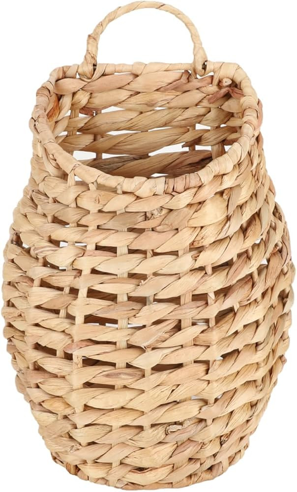 YRMT Water Hyacinth Woven Hanging Basket Wall Hanging Basket Decorative Front Door Basket Decor f... | Amazon (US)