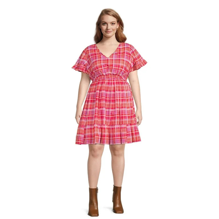 Terra & Sky Women's Ruffled Print Dress | Walmart (US)