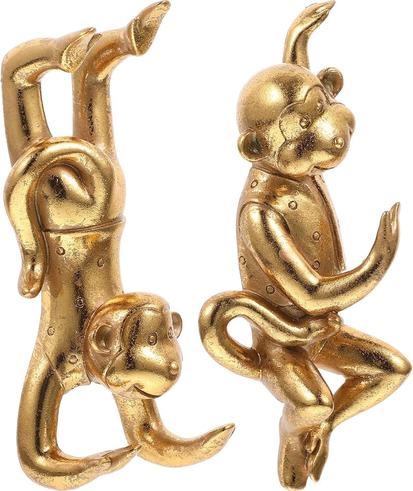 FUOYLOO Removable Nail-Free 3D Animal Wall Hooks, Gold Monkey Shape, Punch-Free Adhesive Coat Han... | Amazon (CA)