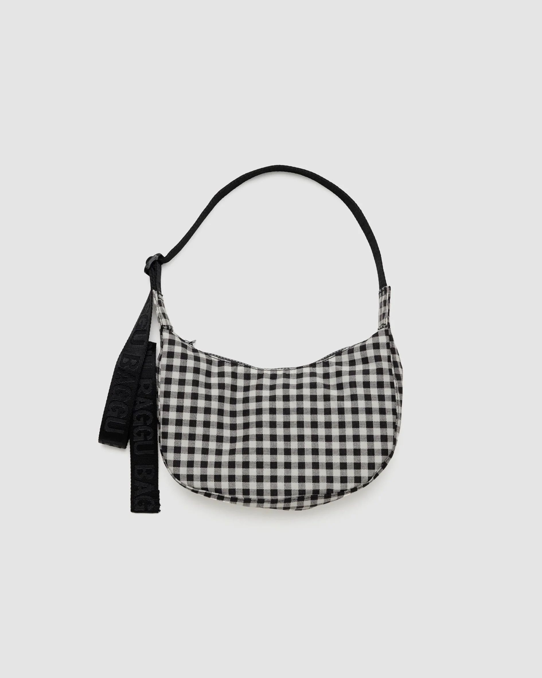 Small Nylon Crescent Bag : Black & White Gingham - Baggu | BAGGU