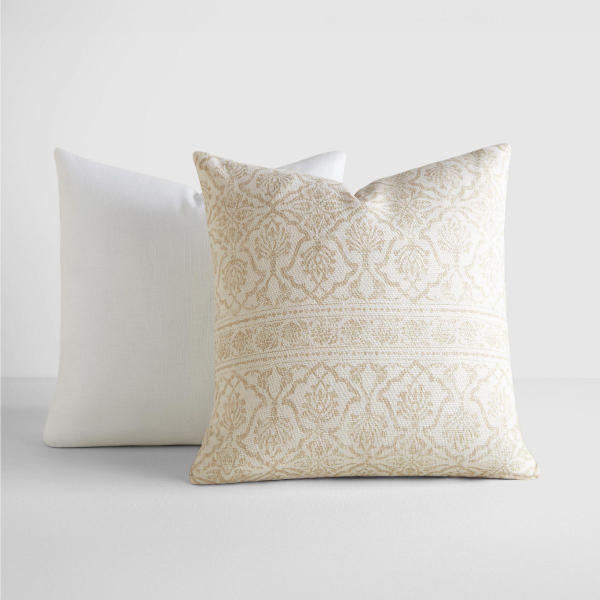 2-Pack Cotton Slub Natural Antique Floral Throw Pillows and Pillow Inserts Set - Becky Cameron, A... | Target