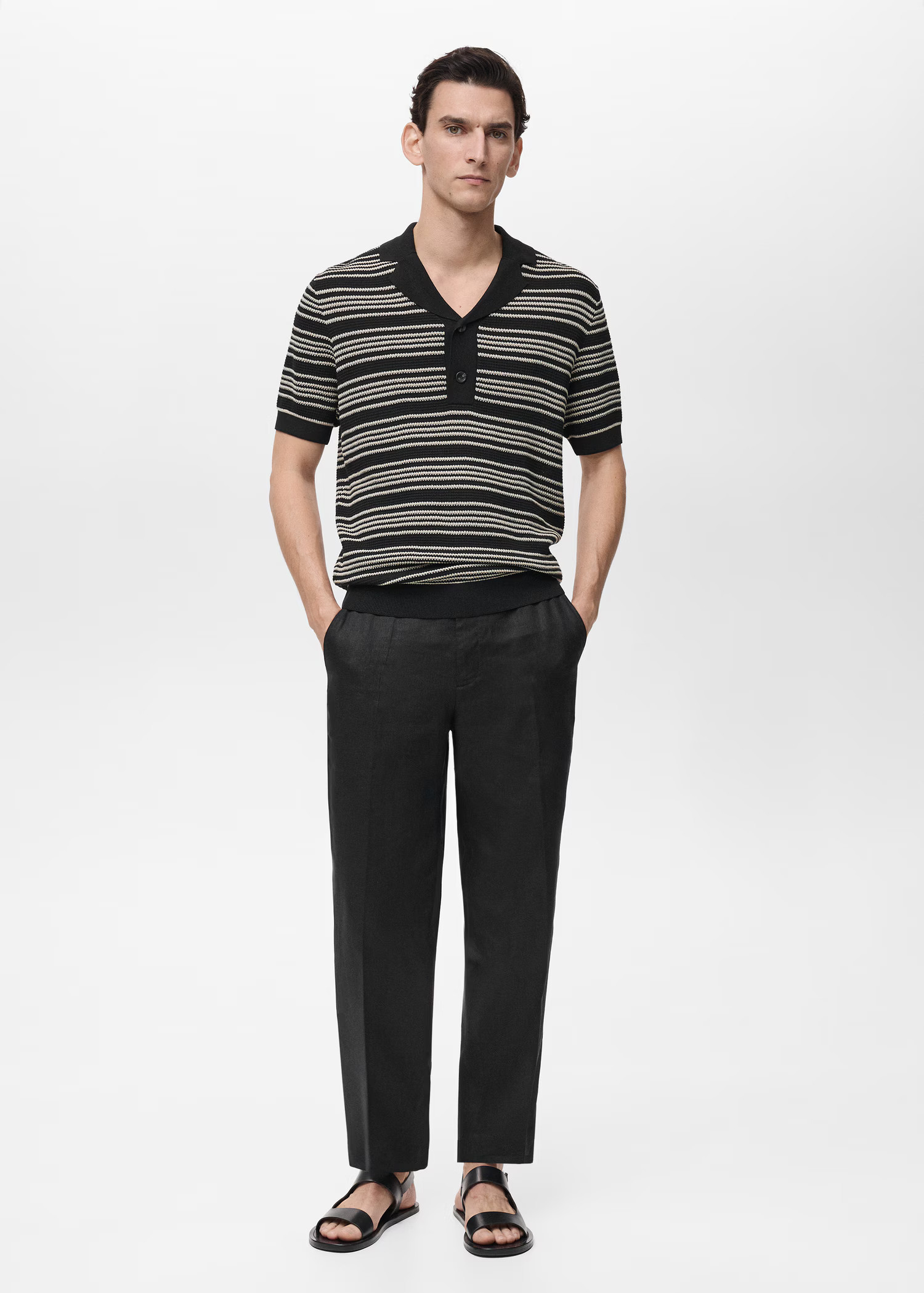 Striped braided knit polo shirt - Men | MANGO USA | Mango (US/MX/AU)
