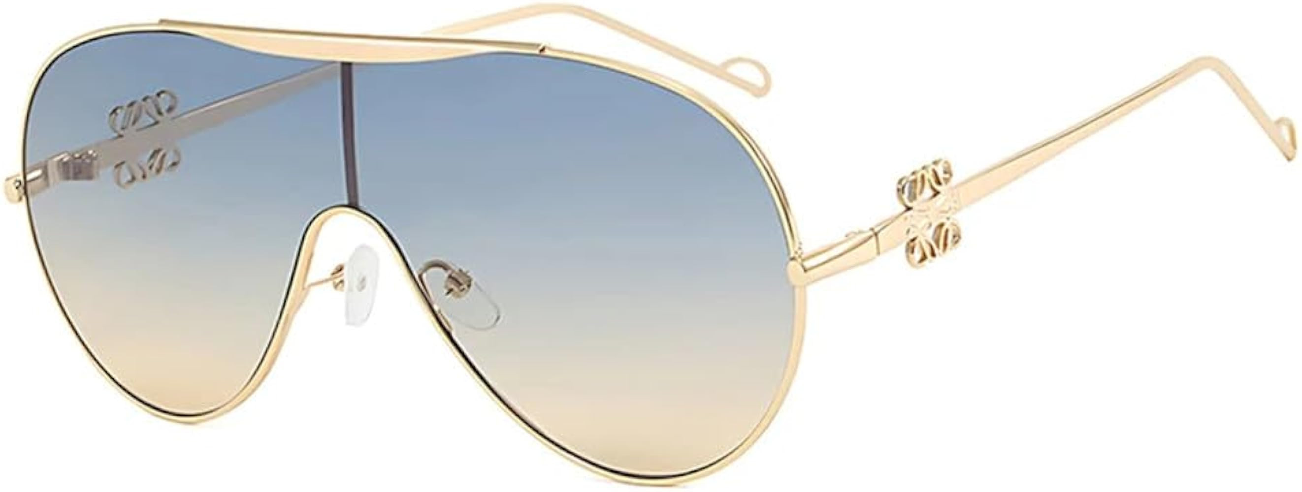  Vintage Oversized Glasses Women Outdoor Shades Mirror Metal Lady Sunglasses | Amazon (US)