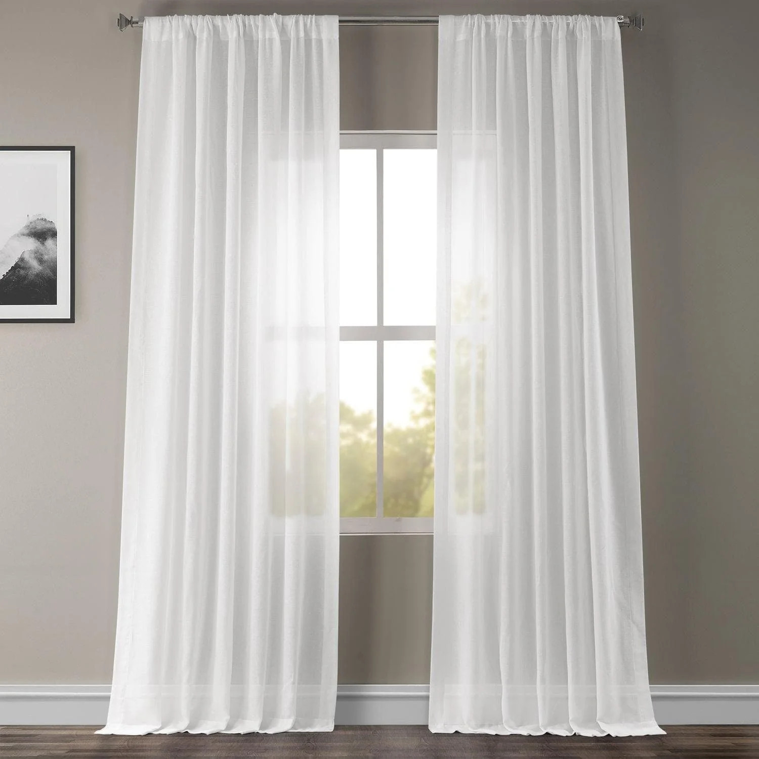 White Orchid Textured Faux Linen Sheer Curtain | Half Price Drapes