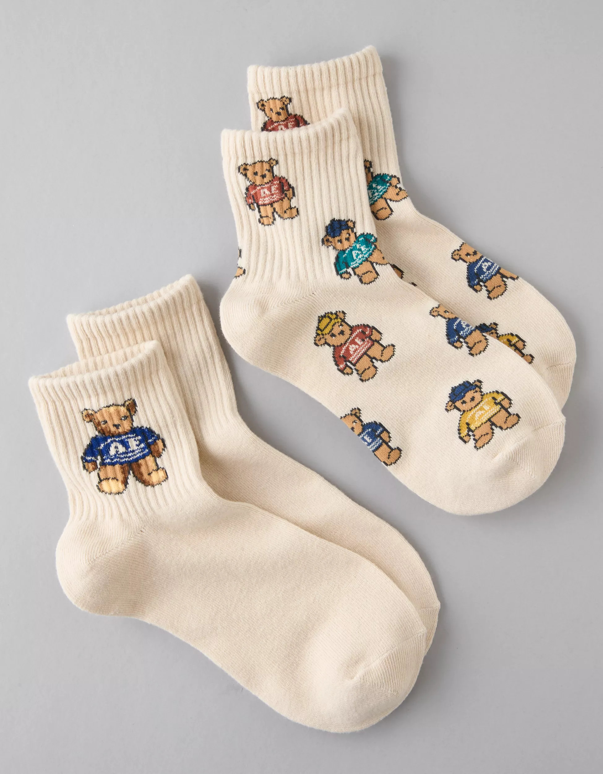 AE Teddy Bear Boyfriend Socks 2-Pack | American Eagle Outfitters (US & CA)