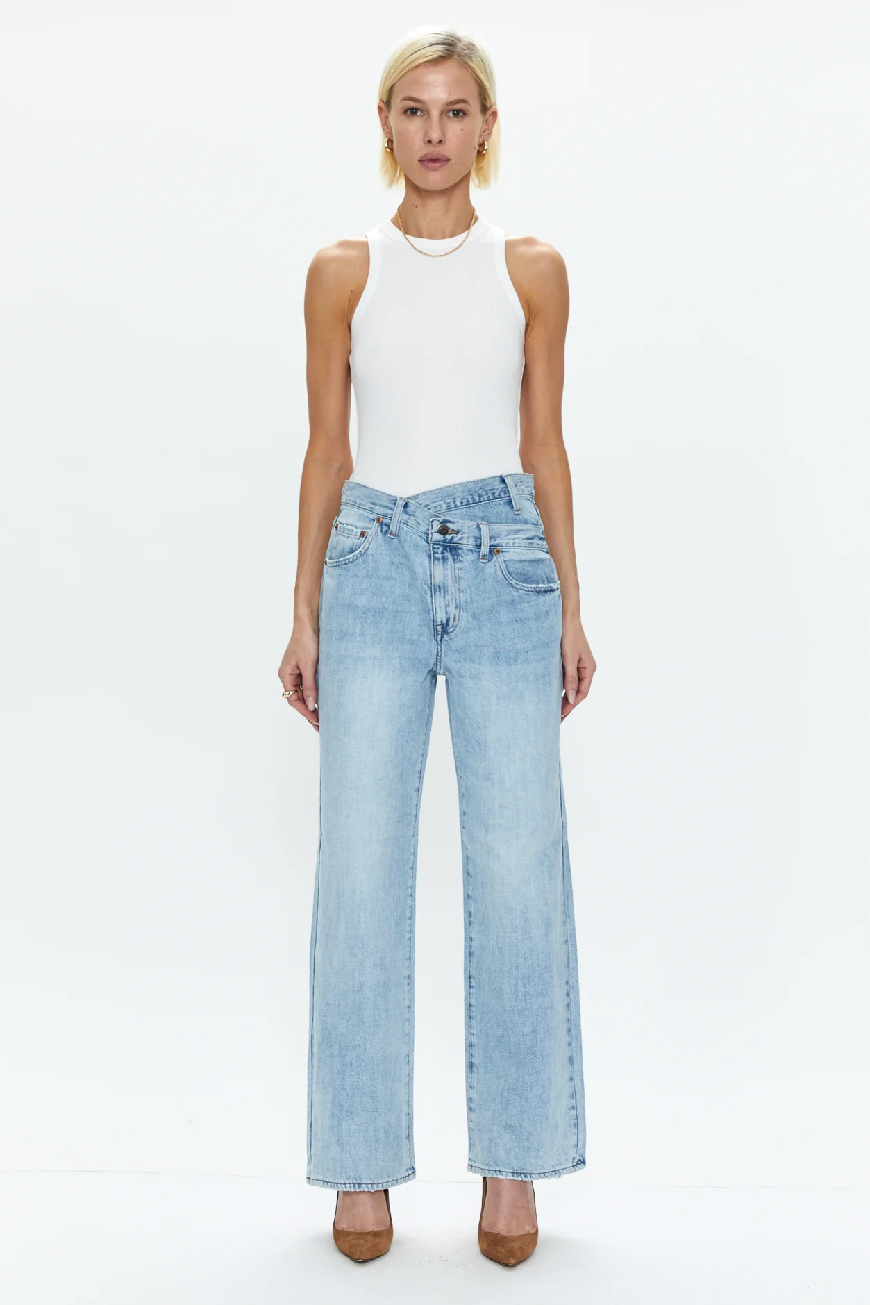 Bobbie Mid Rise Loose Straight Leg w/ Crossover - Nelson | Pistola Denim