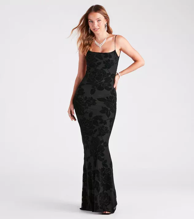 Windsor Melrose Formal Mesh Ruffle Mermaid Dress