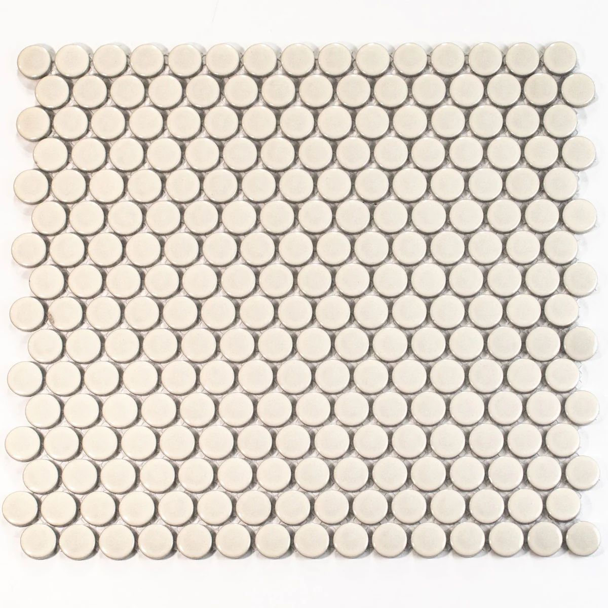 Glossy Cream Buttons Porcelain Penny Round Tile | Tile Club