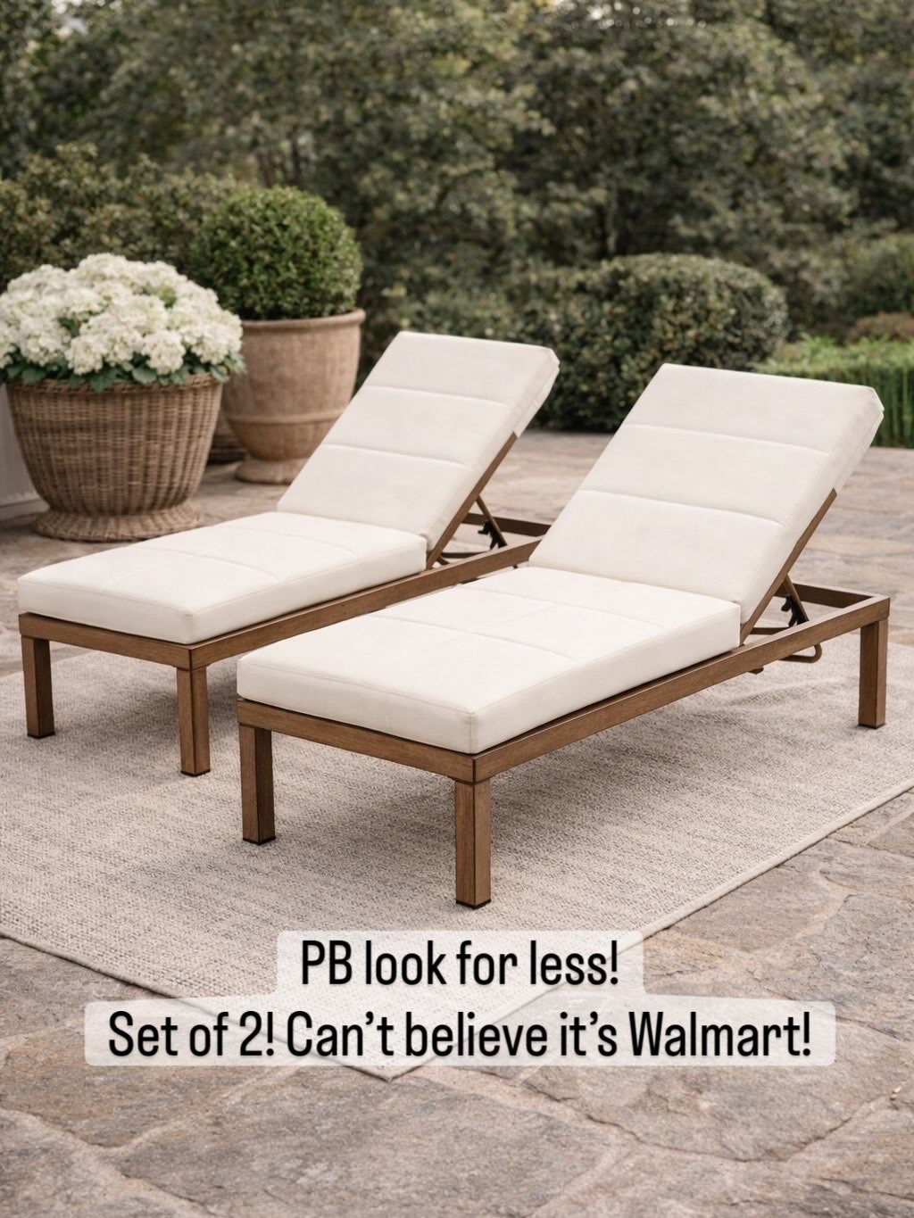 These Better Homes & Gardens loungers from Walmart look like Pottery Barn for a fraction of the price 🤍

This outdoor lounge chair set comes with 2 patio loungers and is perfect for upgrading your backyard, patio, or poolside seating without the designer price tag.

Perfect for:
• backyard patio furniture
• poolside lounge chairs
• outdoor entertaining spaces
• patio refresh for spring and summer
• affordable luxury outdoor furniture

If you love the Pottery Barn look but want a budget-friendly option, these are it.

#LTKSeasonal #LTKHome