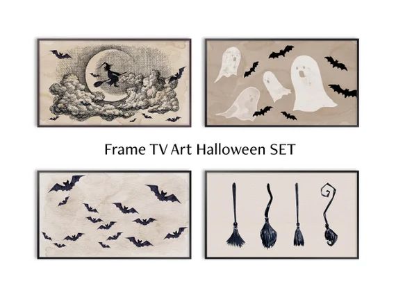 Samsung Frame TV Art Halloween Ghost Bats Witch Set Instant - Etsy | Etsy (US)