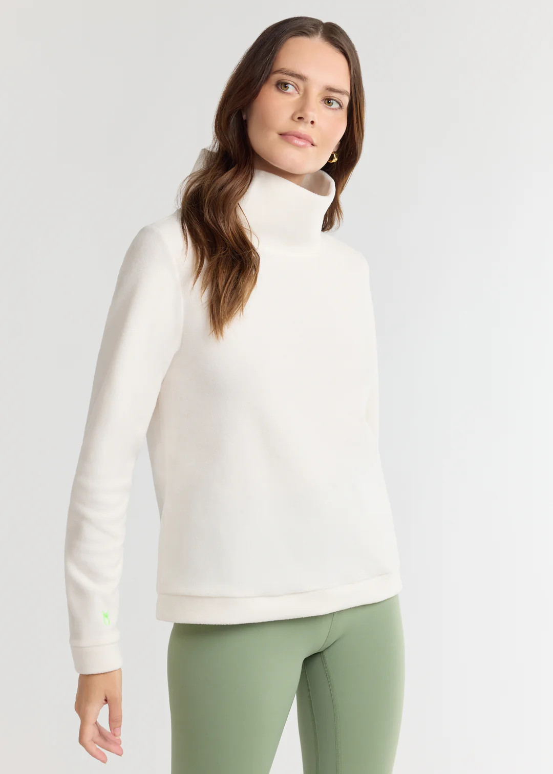 Park Slope Turtleneck in Vello Fleece (Cream) | Dudley Stephens