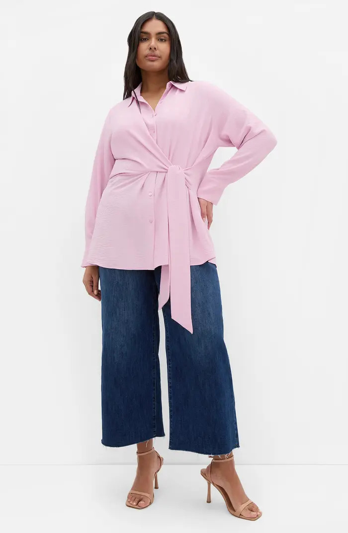 Telia Tie Waist Button-Up Shirt | Nordstrom
