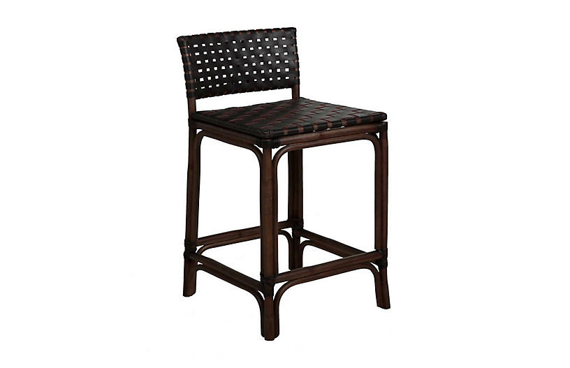 Dylan Counter Stool, Dark Brown Rattan | One Kings Lane