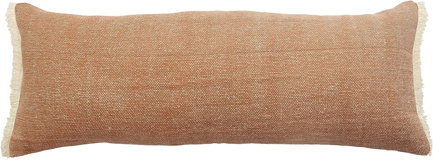 LR Home Coated Fringed Throw Pillow, 14" x 36", Caramel (Orange/Tan) | Amazon (US)