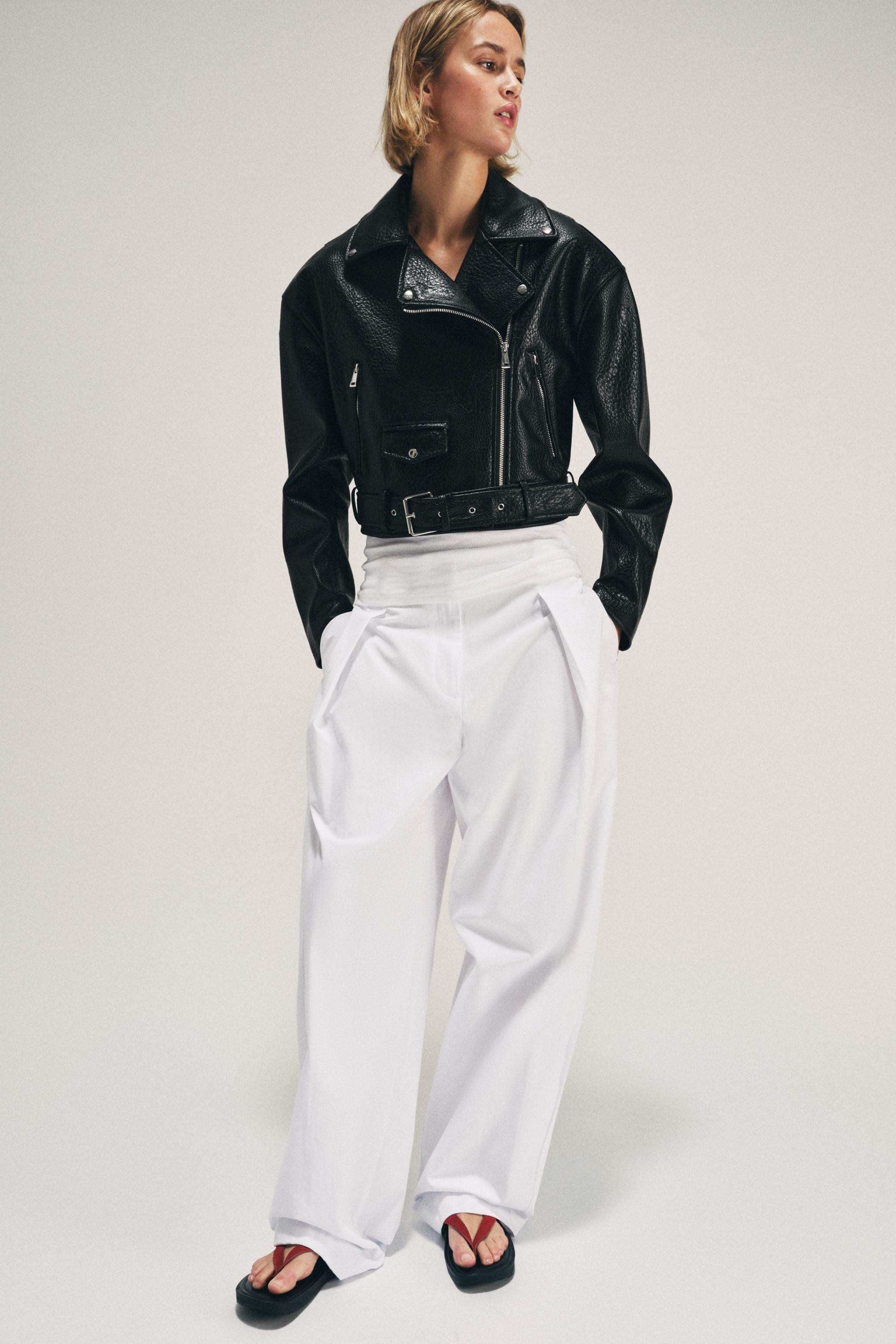 FAUX LEATHER BIKER JACKET WITH SHOULDER PADS | Zara US