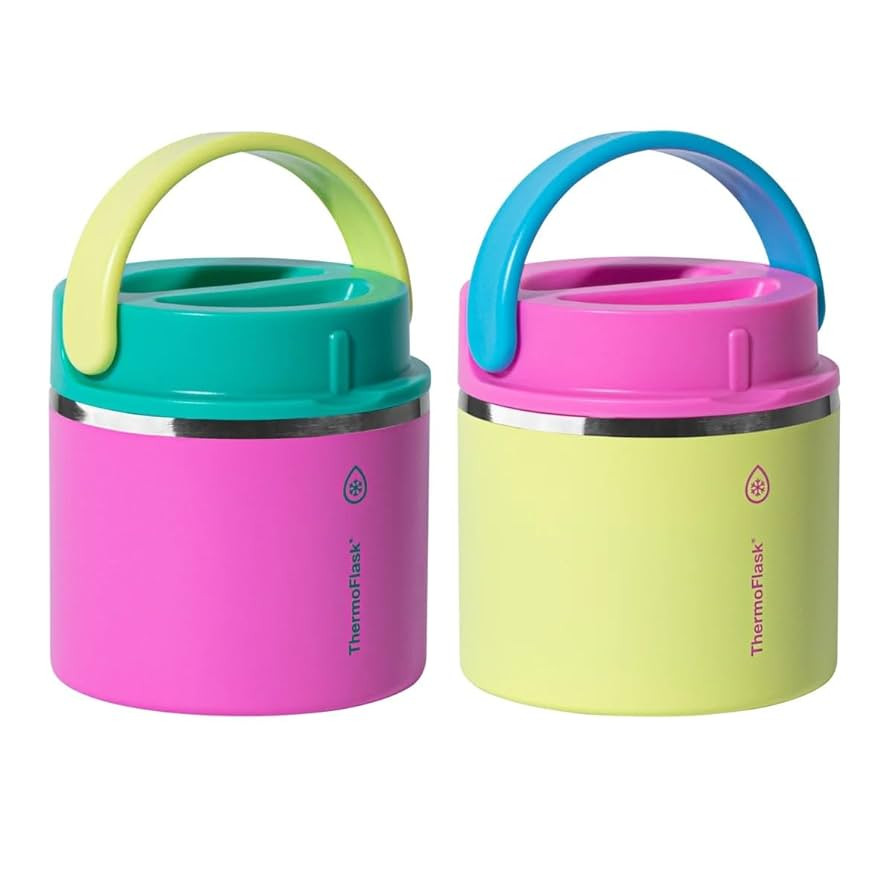Thermoflask 20 oz Insulated Food Jar, 2-Pack, Pink and Blue, Hot 12 Hours Cold 24 Hours (Pink and... | Amazon (US)