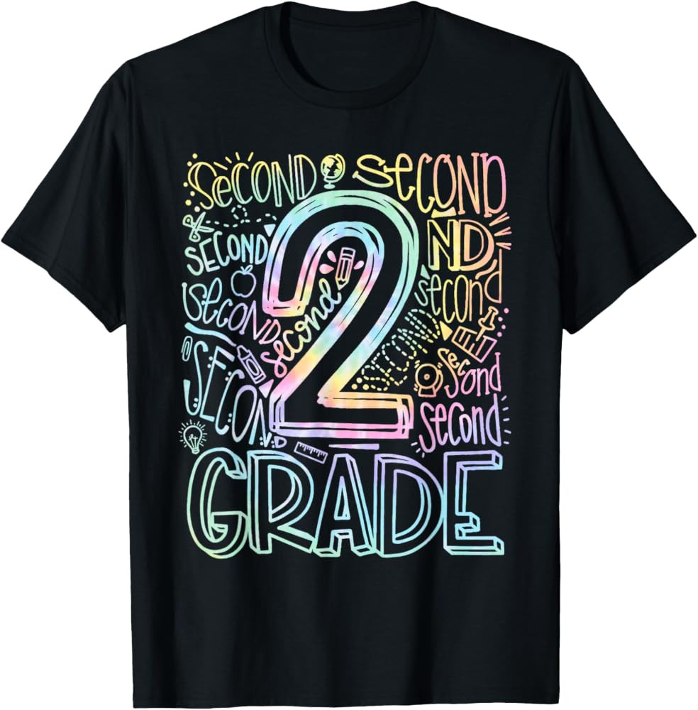 Tie Dye 2nd Grade Typography Team Second Grade Teacher Gift T-Shirt | Amazon (US)
