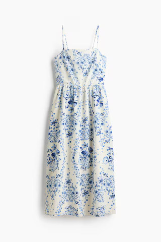 H & M - Strappy Midi Dress - White/Floral | H&M (US + CA)