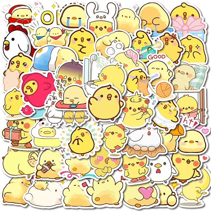 Chicken Stickers| 100 PCS | Cute Yellow Stickers, Vinyl Waterproof Stickers for Laptop,Guitar,Mot... | Amazon (US)