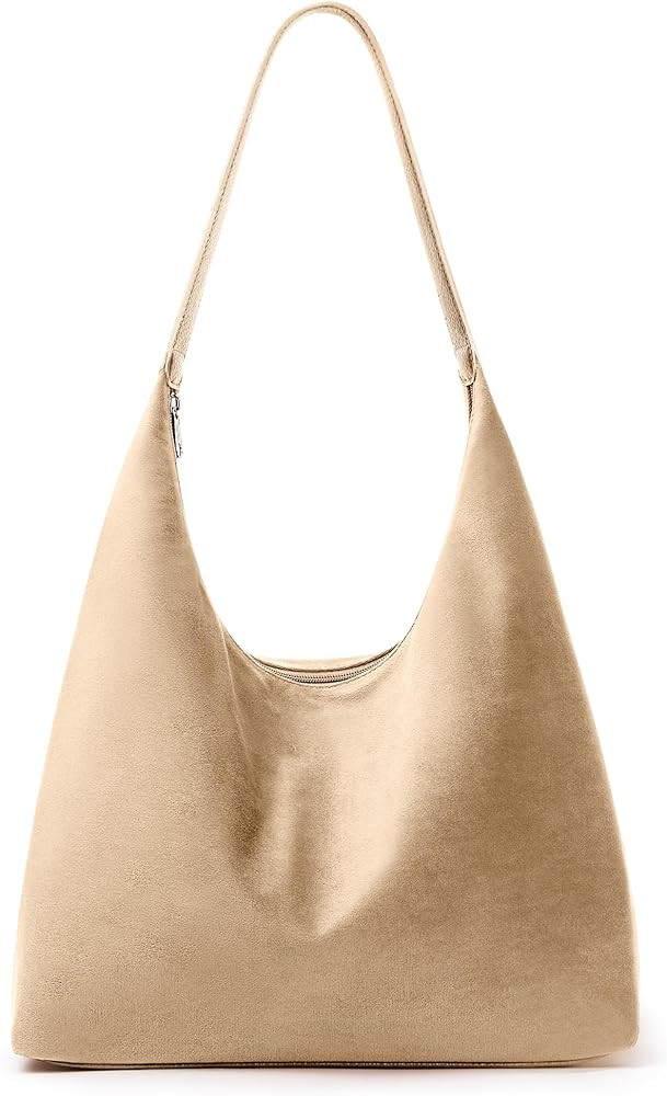 KALIDI Vintage 15L Hobo Bag Faux Suede Tote Zipper Work Bag Vegan Leather Shoulder Strap for Wome... | Amazon (US)