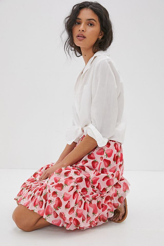 Eva Franco Fresas Tiered Midi Skirt | Anthropologie (US)