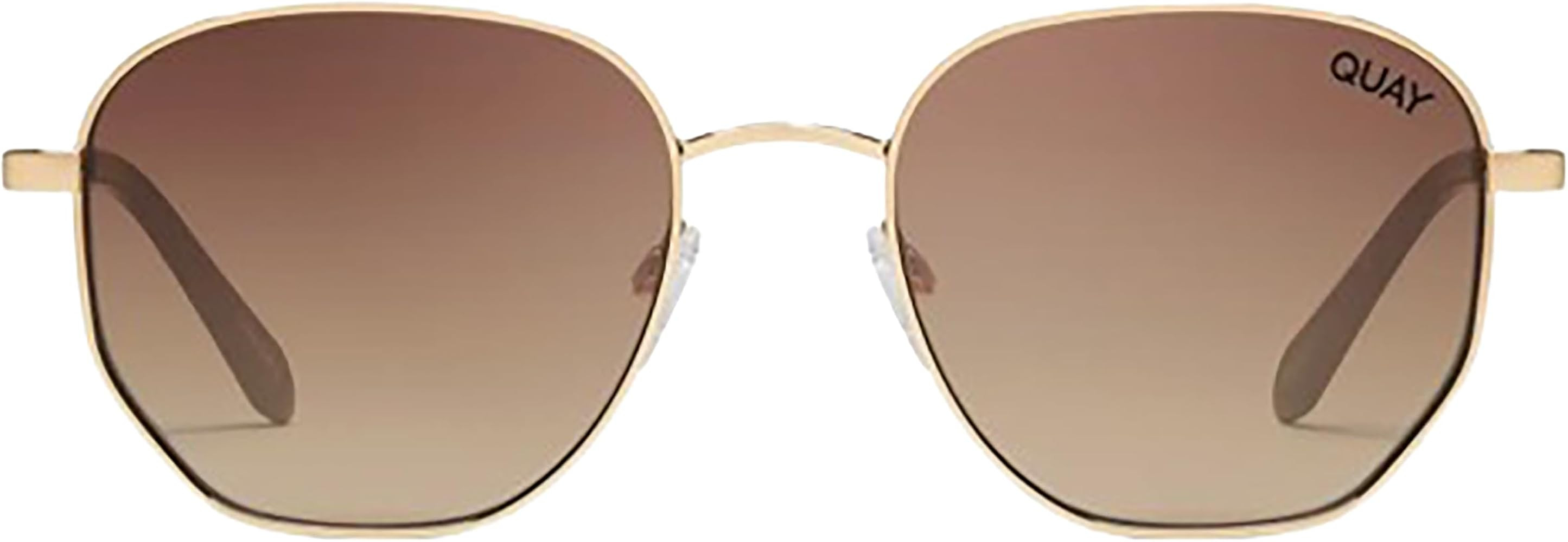 Quay Australia Big Time Round Sunglasses Gold Chocolate Paprika Womens | Amazon (US)