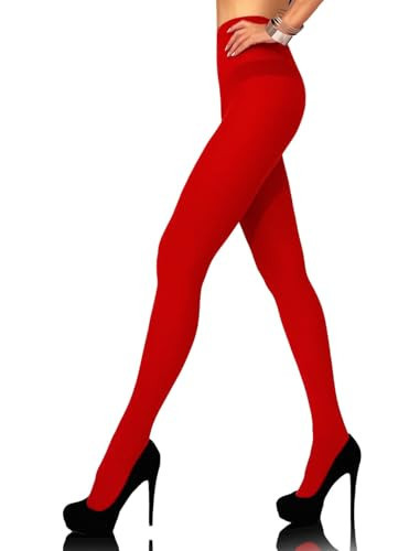 Mila Marutti Opaque Red Tights for Women | Soft Microfiber Stockings Cherry Red Pantyhose - Red, L | Amazon (US)