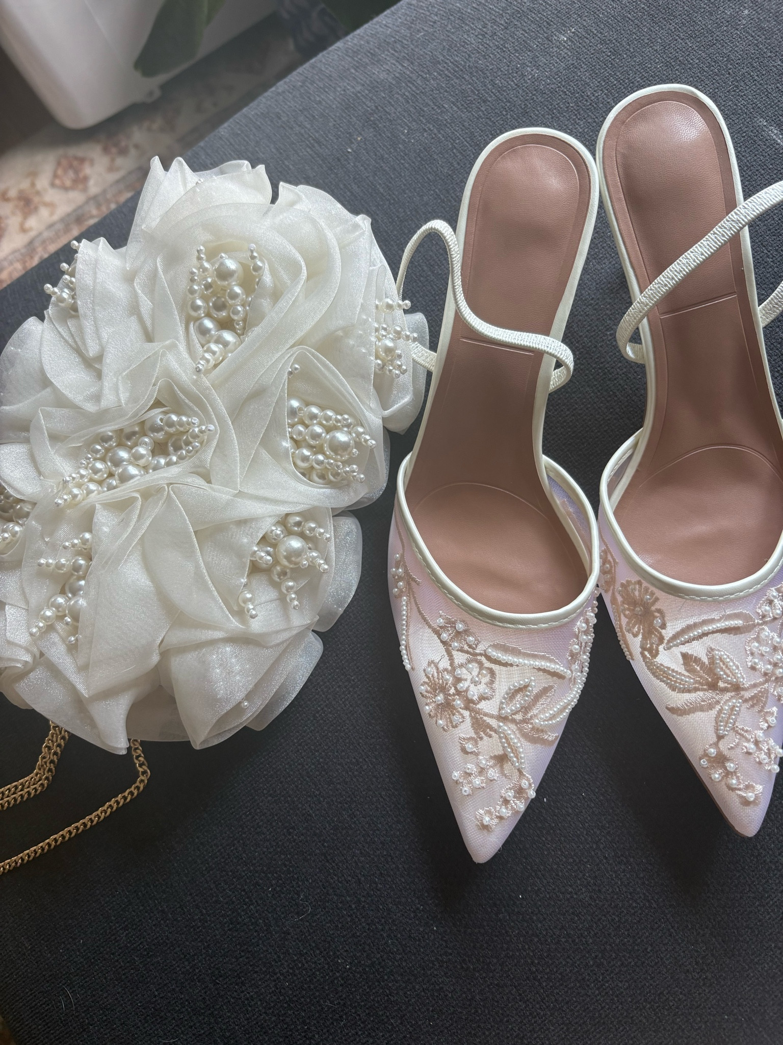 White floral ruffle clutch and lace heels 

#LTKFindsUnder50 #LTKWedding #LTKStyleTip