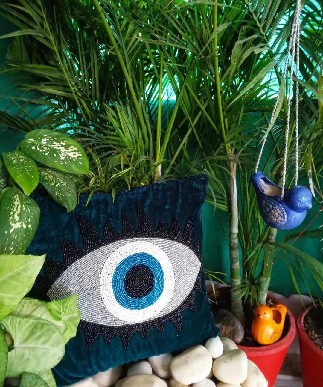 Velvet Evil Eye Throw Pillow for Bed Midnight Blue Velvet - Etsy | Etsy (US)