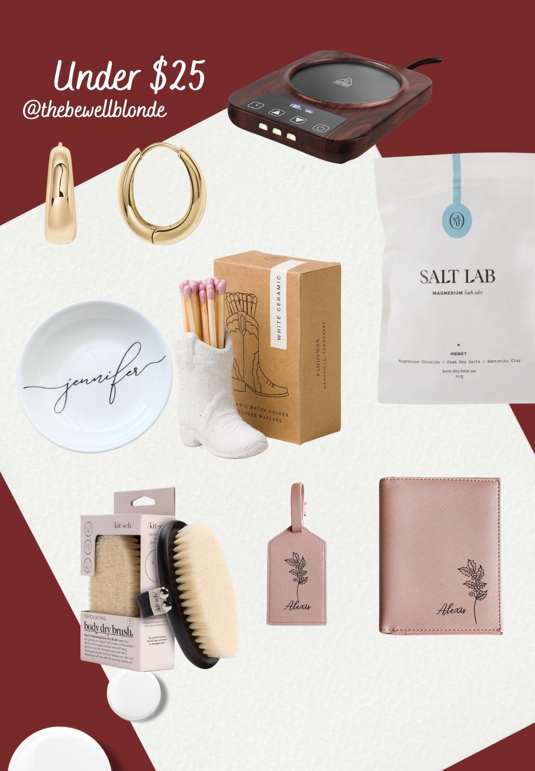 Gifts under 25
Dry brush 
Earrings 
Personalized gifts 
Passport

#LTKGiftGuide #LTKFindsUnder50 #LTKSaleAlert