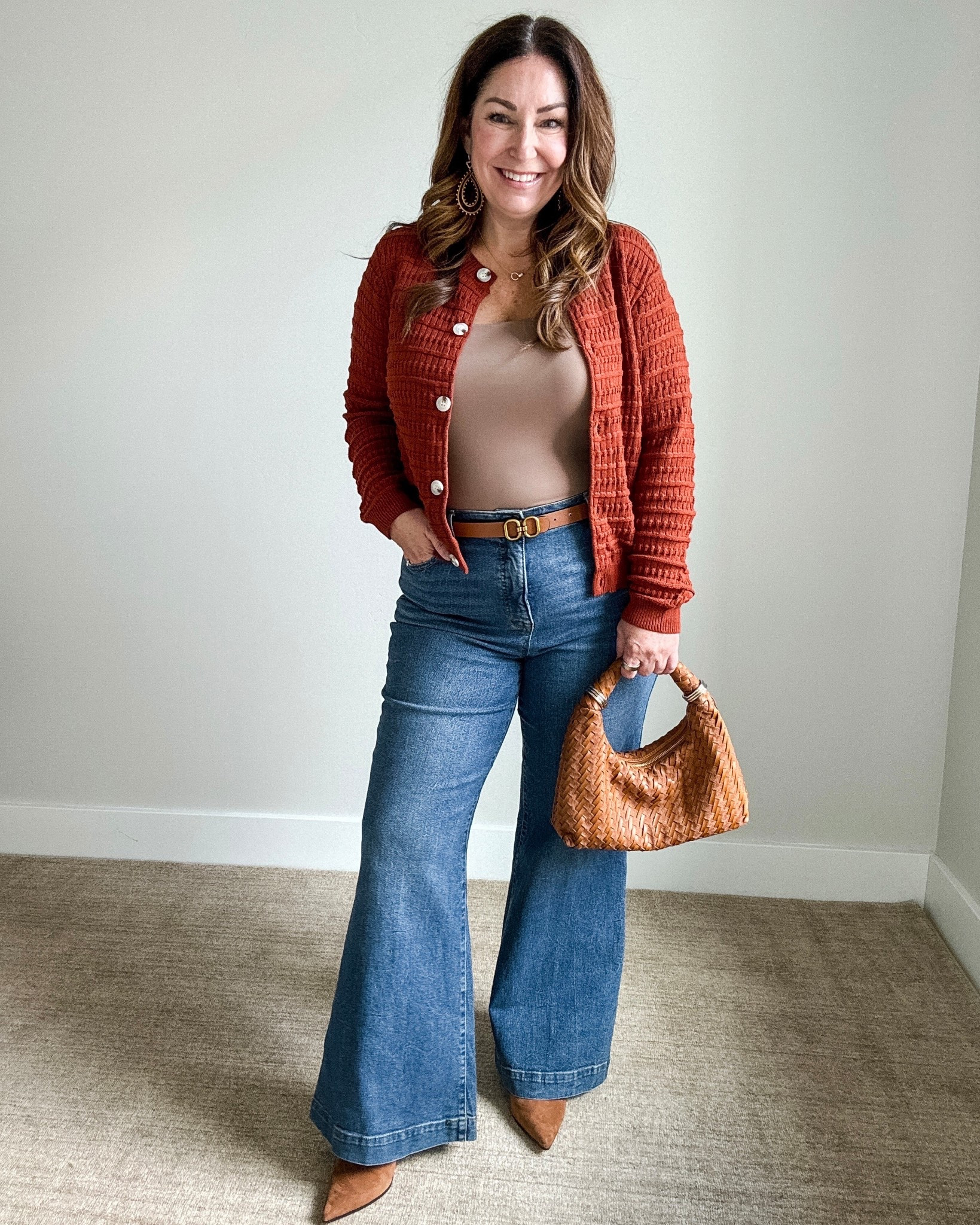 Fall Casual Work outfit wearing Wearing large in cardigan | XL in tank | 32 in jeans  

 #LTKSeasonal #LTKOver40 #LTKMidsize

#LTKSeasonal #LTKMidsize #LTKOver40