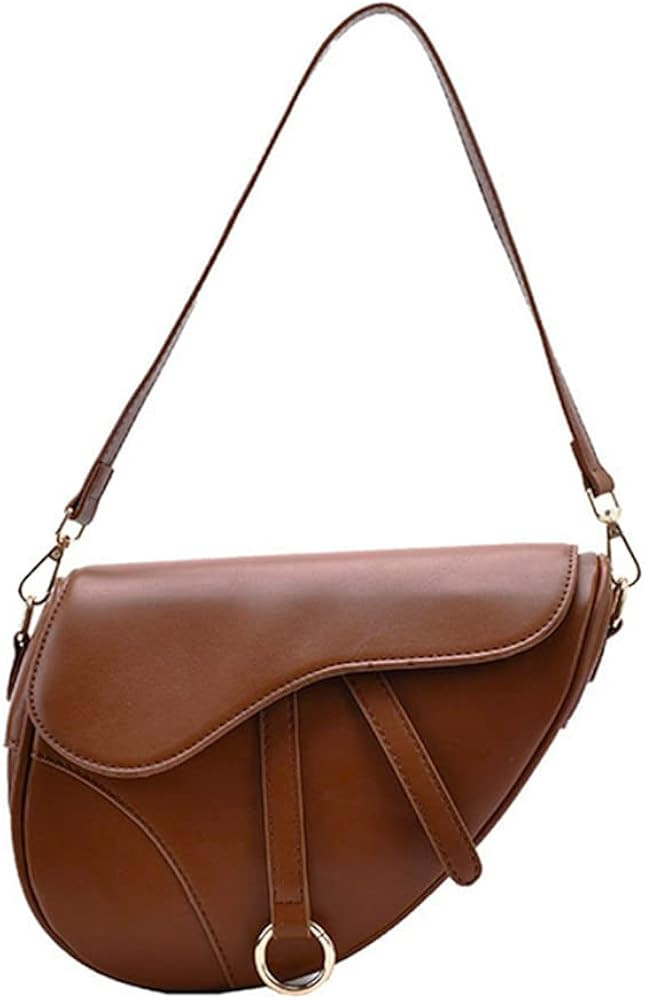 ANLJED Women Cow Print Saddle Shoulder Bag Clutch Purse Underarm Handbag Satchel Zipper Crossbody... | Amazon (US)