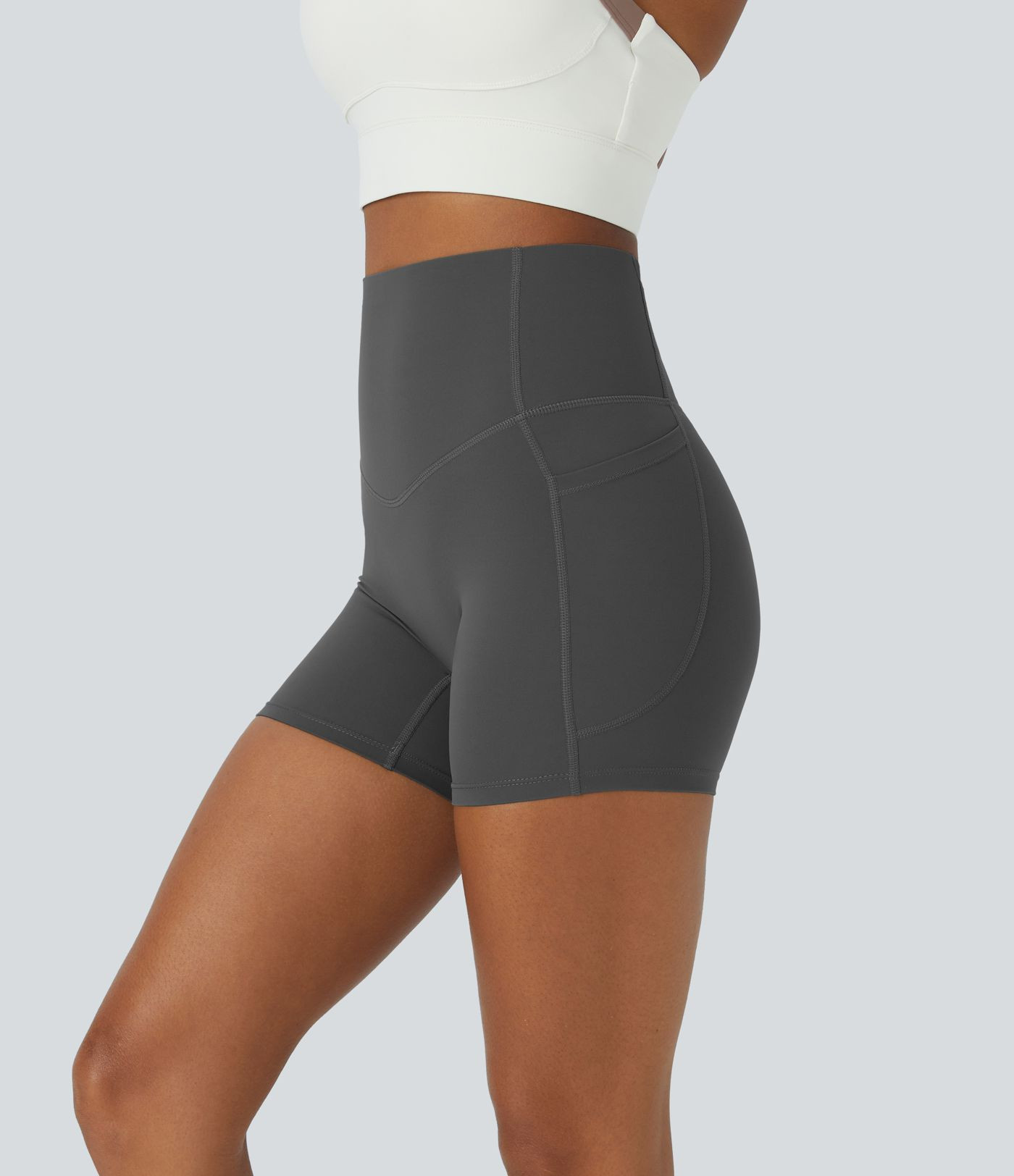 Halara UltraSculpt\u2122 High Waisted Tummy Control Side Pocket Shaping Training Biker Shorts 5'' | HALARA