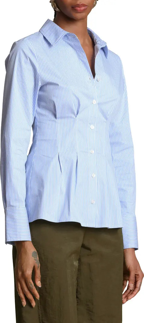 Avec Les Filles Stripe Cotton Blend Button-Up Top | Nordstromrack | Nordstrom Rack