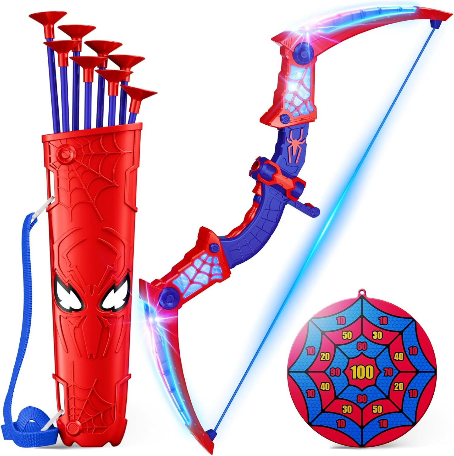 Spider Toys for Boys Age 3-4 4-6 6-8 8-12, Kids Toy BowArrow Shooting Set with Red & Blue LED Lig... | Amazon (US)