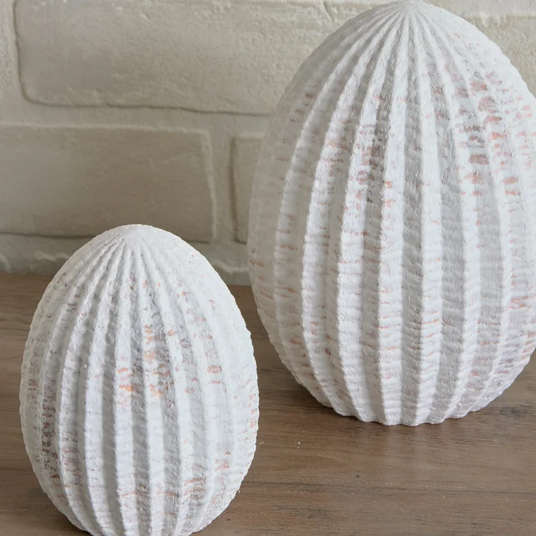 Medium White Terracotta Egg Decoration, 4.62 in, by My Texas House - Walmart.com | Walmart (US)