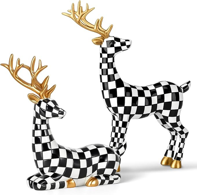 Yookeer 2 Pcs Christmas Reindeer Decoration Small Rattan Deer Figurines Christmas Tabletop Reinde... | Amazon (US)